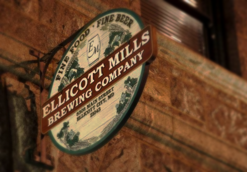 exterior sign of the ellicott city brewery in maryland
